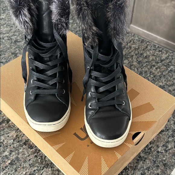 UGG Women's Black Fur-Trimmed Sneakers - Picture 8 of 10